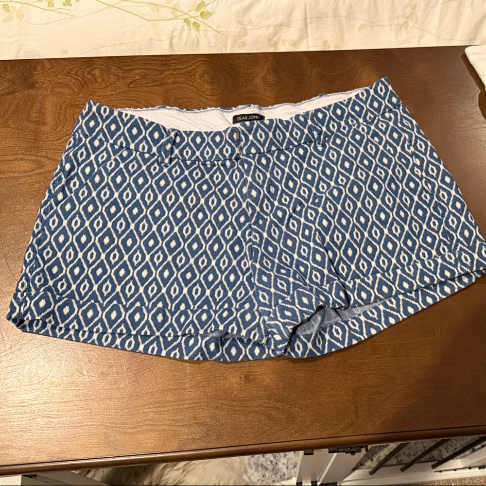 Dear John Blue and White Patterned Women Shorts